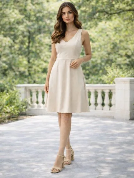 Zapatos beige de Tacón ancho para Mujer con correa ajustable