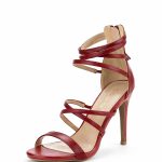 Zapatos rojos de Tacón fino para Mujer con trabillas ajustable