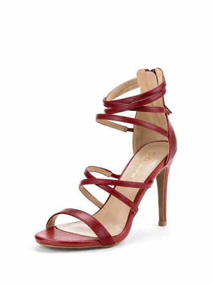 Zapatos rojos de Tacón fino para Mujer con trabillas ajustable