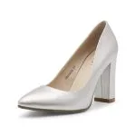 Zapatos Plateados de Tacón ancho para Mujer
