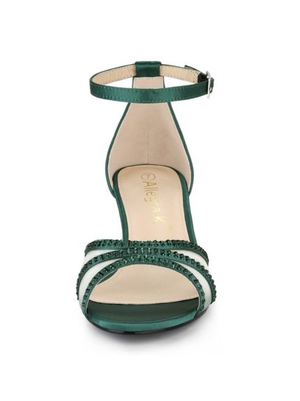 Zapatos verde de Tacón bajo para Mujer con correa ajustable