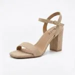 Zapatos beige de Tacón ancho para Mujer con correa ajustable